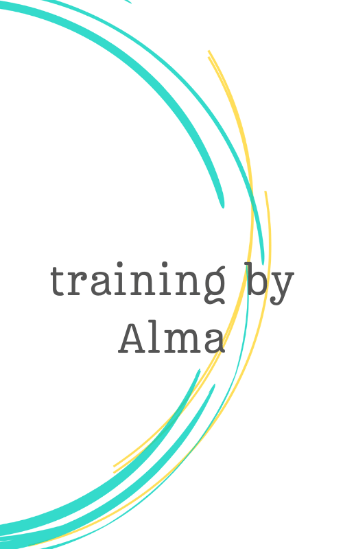 Image says "Training by Alma"
Text is over the circle from Alma's logo.