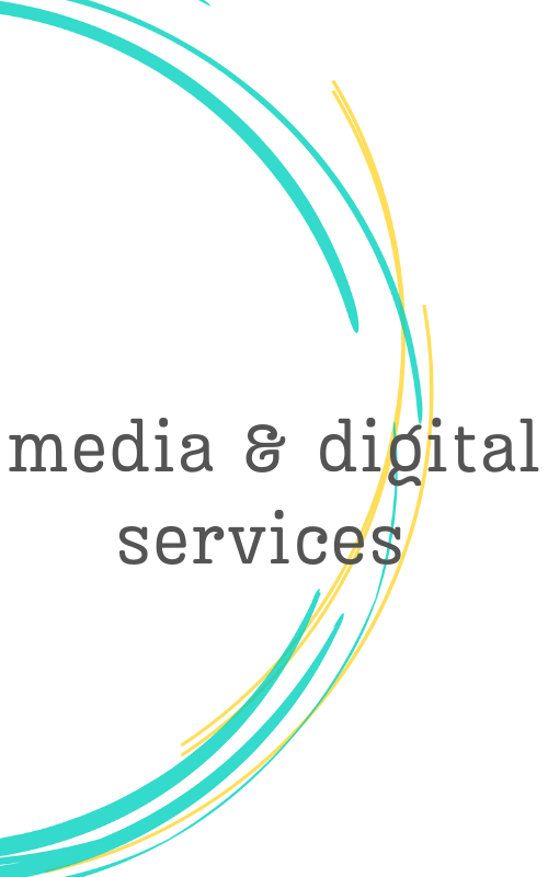 Alma Logo Circle.
Image says "Media & Digital services"