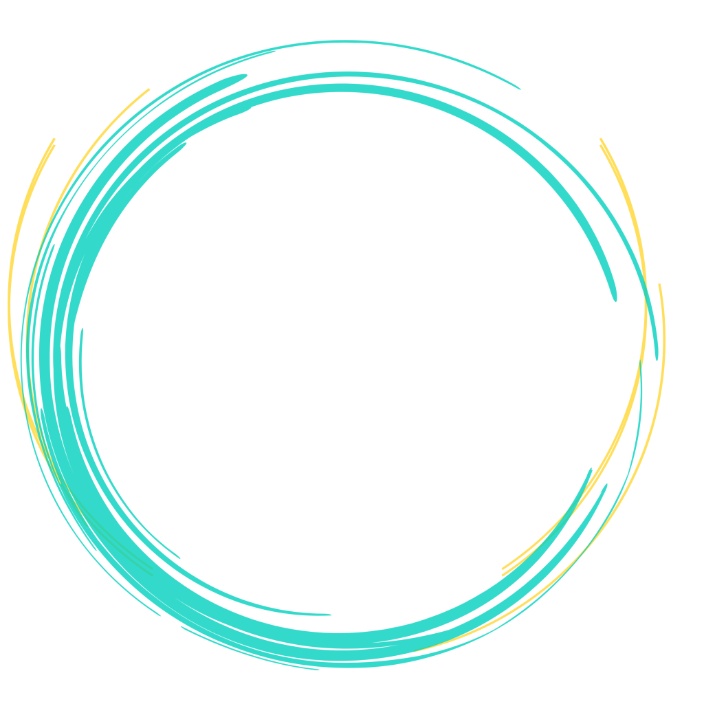 Alma logo with transparent background. Blue-green partial circles overlapping, with light yellow circle showing.