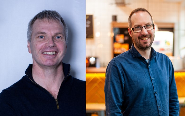 Two photos: Jeremy Clifford and Ed Walker, both looking at camera and smiling.